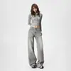 Pantalones de Pierna Ancha Sueltos de Cintura Alta Estilo Retro Americano 2026 Versátiles Otoño/Invierno Jeans de Pierna Recta con Caída Nuevo Estilo para Mujer Dropshipping