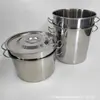 Cubo para Sopa de Acero Inoxidable Multiespecificación con Tapa Plana, Gran Capacidad, Adecuado para Comedores y Uso Doméstico, para Cocinar Fideos, Gachas, Carnes Estofadas y Hervir Agua