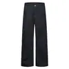 Calça Jeans Wide Leg Lavagem Preto Puro para Homens e Mulheres, Design Clássico de Quatro Bolsos, Botões de Metal, Cintura Alta, Caimento Fluido, Calça Longa Soltinha