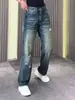 Calça Jeans Masculina Hme com Rasgos, Estilo de Rua da Moda, Calça Reta Solta, Exclusivamente para a Temu no Mercado Europeu e Americano