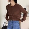 Cardigan Corto de Lana Holgado Casual y Cómodo para Otoño Temprano Chaqueta Suéter de Cuello Redondo para Mujer Top Pequeño de Cachemira