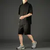 Novo Conjunto Esportivo Casual de Verão 2026 para Homens, Conjunto de Duas Peças com Camisa Polo de Manga Curta Listrada com Gola Alta e Shorts