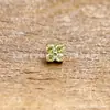 Pendientes de Titanio F136 Color Oro 3 mm Pétalo de Trébol de Cuatro Hojas G23 Titanio Rosca Interna Circonita Labio Stud Piercing en Lengua Joyería