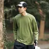 Camiseta de Manga Larga para Hombre 2026 Protección Solar para Exteriores Primavera y Otoño Nueva, Corte Holgado, Color Sólido, Cuello Redondo, Camiseta Base de Secado Rápido, Camiseta para Pareja