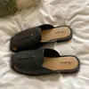 Nuevas Sandalias y Pantuflas de Verano para Mujer, Medias Zapatilla Abiertas de Color Sólido, Calzado de Exterior, Moda, Bolso Medio, Zapatos de Mujer, Pantuflas Planas, Calzado de Exterior para Mujer