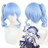Peruca Cosplay de Idol Streamer Virtual Tongchuan Vtuber Hoshimachi Suisei Azul Gelo Desmontável Rabo de Cavalo Único Cabelo Curto