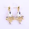 B104 Accesorios de Boda Coreanos Nuevos Exquisitos Hojas Cristal con Incrustaciones de Diamante Aleación Pendientes de Novia para Boda