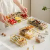 Prato de frutas de vidro de luxo leve, prato criativo dividido para lanches na sala de estar da casa, prato de lanches de frutas secas, prato de sobremesa, prato de frutas e doces