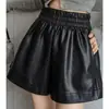 Estilo Coreano Nuevos Shorts de Piel Sintética para Mujer Otoño Invierno Cintura Alta Adelgazantes Pierna Ancha Casual Petite Sueltos Línea A Moda Bootcut