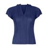 Miyake Cor Pura Clássica Primavera e Verão Nova Camiseta Versátil Feminina Básica Slim Fit Decote V Sem Mangas Top para Usar por Baixo