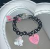 Pulseira de gatinho Jingdezhen nove, série de gatos de biscoito femininos, nicho, estilo chinês, elegante, design combinado, pulseira de mão