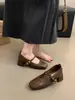 Primer Encuentro Jifa Retro Francés Punta Cuadrada Corte Bajo Zapatos de Salón para Mujer Zapatos 2026 Nuevo Otoño Combinar con Faldas Zapatos Mary Jane