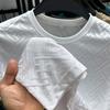 Ventas Directas de Fábrica Verano Seda de Hielo Talla Grande Camiseta de Manga Corta para Hombre Fresca Transpirable Cuello Redondo de Alta Gama Top Fresco de Media Manga