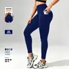 Pantalones de yoga para mujer, leggings con bolsillo lateral de seda de lijado, explosiones transfronterizas, 210 g, amigables con la piel, para fitness