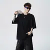 Directamente del fabricante: Camiseta Retro de Personalidad para Hombre, Cuello Redondo, Moda de Verano, Estilo High Street, Corte Holgado, Camiseta de Hombro Caído para Hombre