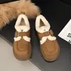 Mocasines con pelo estilo nuevo cálidos de una sola pieza de terciopelo suela gruesa zapatos de una sola pieza para mujer personas bajas zapatos de algodón zapatos casuales invierno 2026