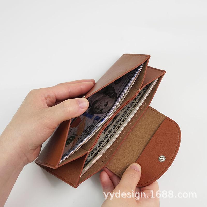 女士一体式长款双折双层PU 皮革钱包