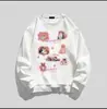 Suéter con capucha de cuello redondo y forro polar para otoño e invierno, mujer, estilo coreano, lindo estampado de gato de dibujos animados, holgado, manga larga, top para estudiante