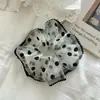 Goma para el pelo de alta gama con lunares y borde de cristal, Sujetador de pelo mullido y extragrande de doble capa, Accesorio para el pelo de malla suave para mujer