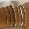 Set de Pulseras Europeas y Americanas de Venta Caliente Shein 6 Piezas para Mujer Cadena de Bolas de Aleación Cadena de Caja Joyería de Mano Simple y de Moda