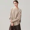 Suéter irregular de cachemira tipo murciélago de un solo hombro para mujer, suéter casual de manga larga, jersey versátil y moderno para usar en capas