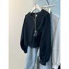Sudadera delgada de cuello redondo para mujer de comercio exterior con capucha, para primavera y otoño, estilo coreano, versátil, holgada, corta, para personas pequeñas