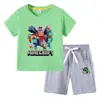Camiseta Infantil 2026 Verão Nova Roupa Infantil de Comércio Exterior Estilo Ins Coreano Algodão Manga Curta e Shorts Conjunto de Duas Peças Infantil