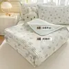 Cubrecama de Gasa de Doble Capa con Tencel Refrescante Juego de Tres Piezas Sábana de Doble Cara para Verano Antideslizante para Hogar Tatami No Algodón Puro
