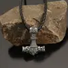 Item popular de comércio exterior: Colar com Amuleto Viking de Odin para Homens, Colar com Pingente Pequeno do Martelo de Thor, Acessórios de Joias para Cruzamento de Fronteiras Atacado