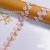 Encaje de bordado de rosa pequeño soluble en agua con gradiente de colores, adornos de flor tridimensional de poliéster, personalizable