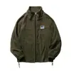 Chaqueta de estudiante con cuello alto de forro polar para pareja, abrigo casual de lana de cordero, chaqueta estilo japonés, sudadera de forro polar para hombre, otoño e invierno