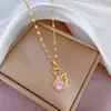[Aço Titânio] Estilo Luxo Leve Cisne Elegante Micro Diamante Colar Feminino Estilo Fino ins Cyber Celebridade Corrente da Clavícula Acessórios