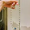 Collar de cadena para clavícula de alta calidad con diseño de concha natural y lapislázuli
