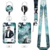 Porta Credencial de Trabajo con Patrón de Mármol, Cordón, Correa para el Cuello, Clip Retráctil, Insignia de Empleado UV, Porta Tarjeta de Identificación, Porta Tarjeta de Autobús