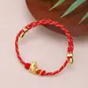 Pulseira de Corda Trançada Vermelha Ano do Cavalo Estilo Chinês Pingente de Pônei Ajustável Feito à Mão 2026 Corda Vermelha