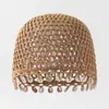 Nuevo Sombrero Fino de Punto para Mujer de Primavera y Otoño, Diseño Calado, Colgante de Concha Tejido a Crochet Hecho a Mano, Gorro Turbante de Hilo de Algodón, Gorro de Punto