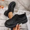 Foreign Trade New British Style Casual Large-Toe Thick-Soled Shoes for Women Cross-Border Lace-Up Thick-Soled Low-Cut Small Leather Shoes Amazon
