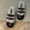 Nuevos zapatos retro Mary Jane forrados de pelo para mujer 2026, con diseño de una sola correa, suelas planas y punta redonda, que ofrecen calidez y comodidad adicionales