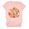 Amazon eBay sitio independiente moda personalizada mujer cuadros estampado leopardo lazo calabaza cuello redondo manga corta camiseta