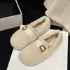 Zapatos tipo gorro Chanel de moda, zapatos tipo mocasín peludos para mujer, zapatos de algodón súper suaves, felpa corta, a la moda, nueva colección 2026 para mujeres embarazadas