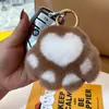Colgante de Felpa de Pata de Gato Llavero Lindo de Gato Adorno Pata de Piel Sintética de Visón Corazón de Niña Colgante de Gato Negro Pequeño para Mochila