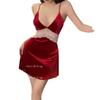 Pijama Sexy de Veludo Dourado Outono e Inverno Novo com Bojo Alça Fina Conjunto de Camisola Camisola Renda Duas Peças Roupa de Casa