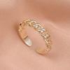 Anillo de Diamantes Chapado en Oro de Cobre Puro Simple Nicho Estilo Coreano Anillo para Dedo Índice de Abertura Abierta Estilo Frío para Mujer Anillo de Traje