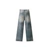 Pantalones vaqueros vintage de pierna recta para principios de otoño, nuevos pantalones de pierna ancha holgados con cintura alta y forma de pera para mujer de talla grande y gordita.