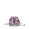 Nuevo Bolso Cubo Estilo Chino Retro Estilo Nacional para Mujer, Nuevo Modelo con Artesanía Pesada, Bordado de Malla, Lentejuelas Florales y Bolso Cruzado con Cadena