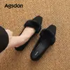 Zapatos negros para mujer Augushiden 2026 nuevo estilo otoño, zapatos Mary Jane que aumentan la altura con pelo para ir al trabajo, zapatos de tacón bajo