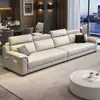 Sofá de Cuero Genuino 2025 Estilo Nuevo Apartamento Pequeño y Grande Sala de Estar Moderno Simple Piel de Vaca Italiana Lujo Ligero Minimalista Fila Recta Arte en Cuero