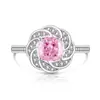 Anel Coroa de Flores Cortadas Coloridas para Mulheres, Venda Quente ao Vivo, com Brilhante Diamante de Alto Carbono, Padparadscha, Joias Personalizadas da Moda