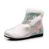 2024 Nuevo Estilo Chino Zapatos de Tela Bordados del Viejo Pekín Zapatos de Otoño de la Dinastía Han Botas Cortas Planas de Disfraz Antiguo Zapatos para Mujer