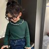 [en stock] suéter base de niña de alta calidad nuevo estilo cuello puños con volantes suéter infantil